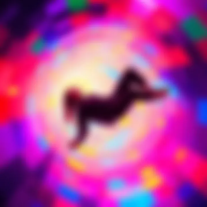 A person floating through a vibrant, colorful tunnel during a near-death experience