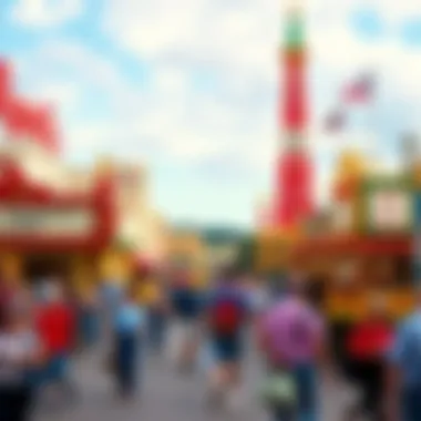A vibrant colorized image of people enjoying the World's Fair, showcasing historic attractions and architecture
