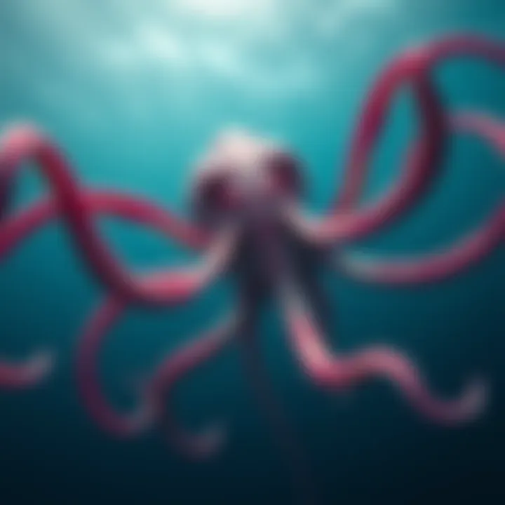 A colossal squid swimming in the deep waters of the South Atlantic Ocean, showcasing its unique features and enigmatic presence.