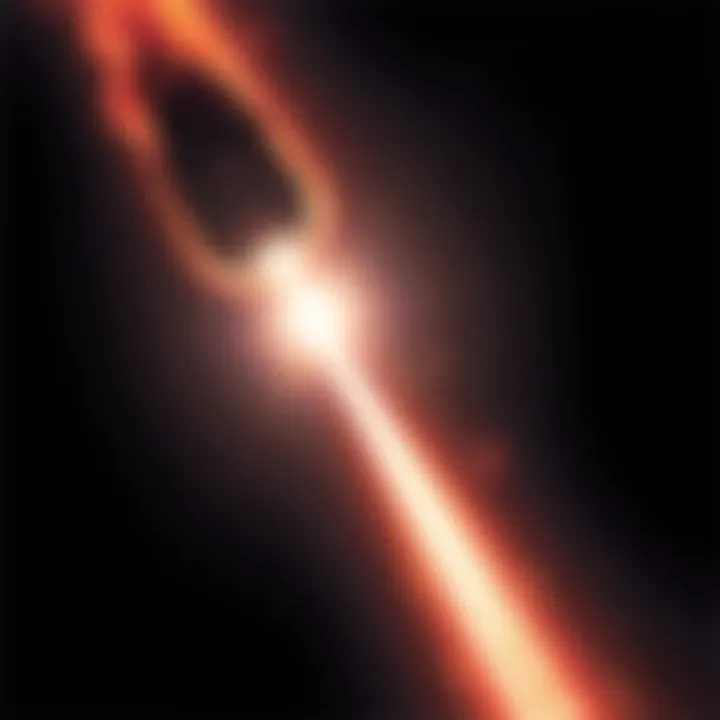 Illustration of Comet 3I/ATLAS showing a sunward jet and its bright tail against a dark space background