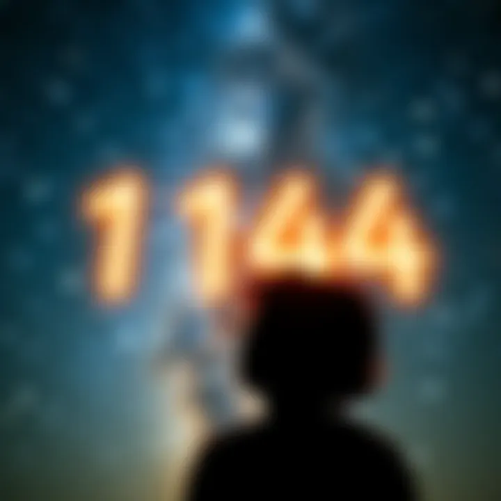 A person gazing at a starry night sky with the numbers 11 and 44 glowing softly in the background, reflecting a sense of peace and connection after a loss.