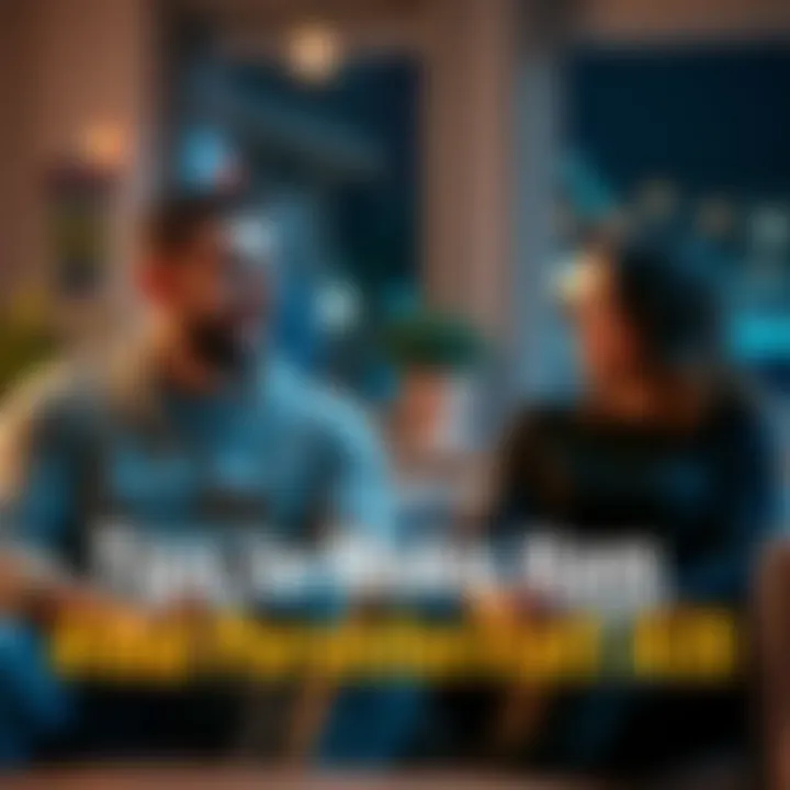 A man and woman sitting together, engaged in a relaxed conversation, smiling and sharing thoughts.