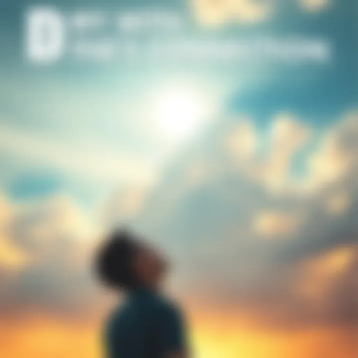 A serene scene showing a person looking up at a peaceful sky filled with soft clouds and gentle light, symbolizing a connection with loved ones in the spirit world.