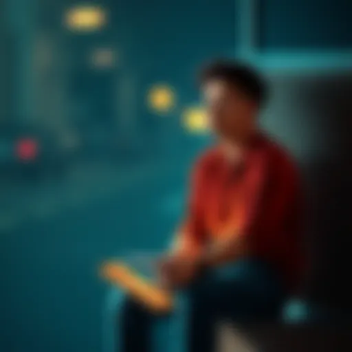 A person sitting alone, looking thoughtful while holding a notebook, symbolizing introspection on commitment issues in relationships.