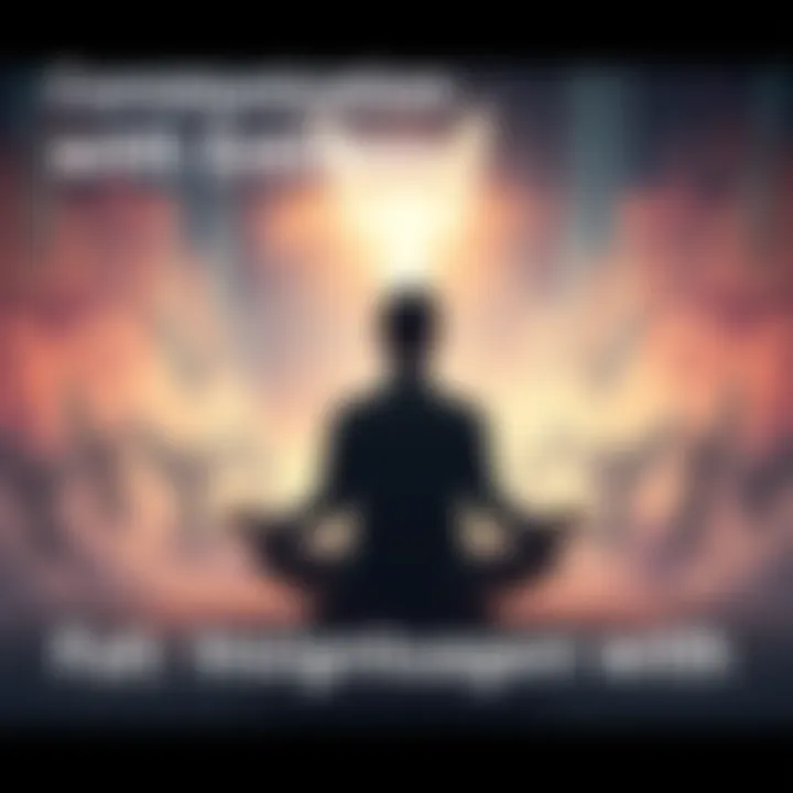 Communication with Entities A person sitting cross-legged, surrounded by a soft glow, with silhouettes of angels and spirits in the background.