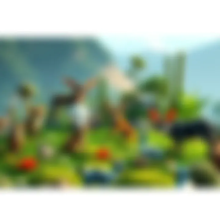 A serene landscape featuring a person meditating among diverse animals and plants, symbolizing communication with nature and higher consciousness.