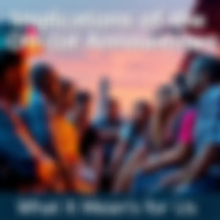 A diverse group of community members discussing the impact of the recent announcement in a local setting