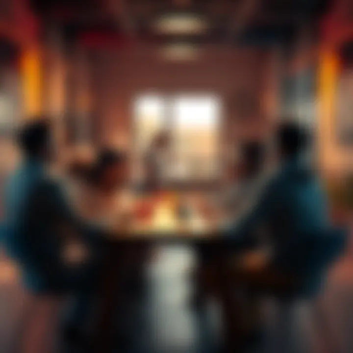 A diverse group of people gathered around a table, sharing ideas and discussing questions together