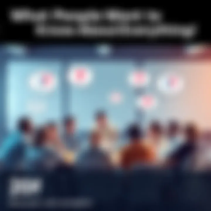 A group of diverse people talking and sharing ideas around a table, with speech bubbles showing various questions and thoughts.