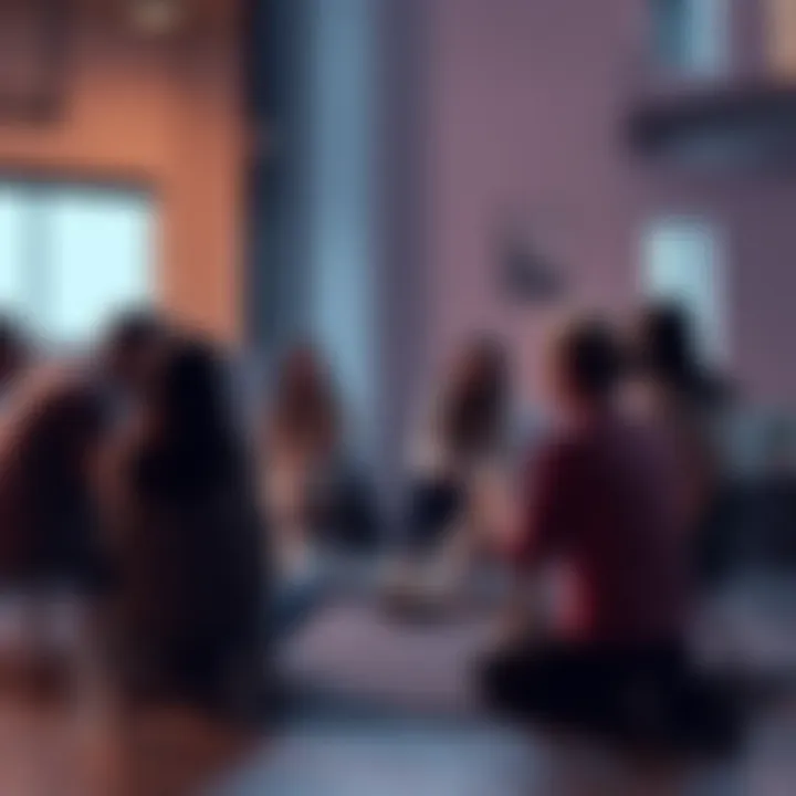 A group of people sitting in a circle sharing experiences about stalking identification