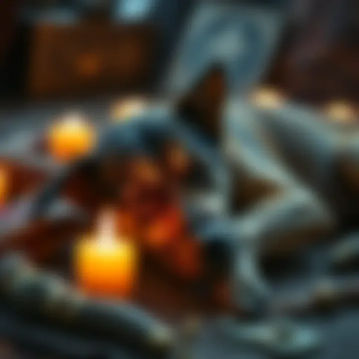 Community dog Orelha seeking justice A community dog named Orelha lies peacefully, symbolizing the call for justice after suffering abuse, surrounded by candlelight and symbols of Hekate.