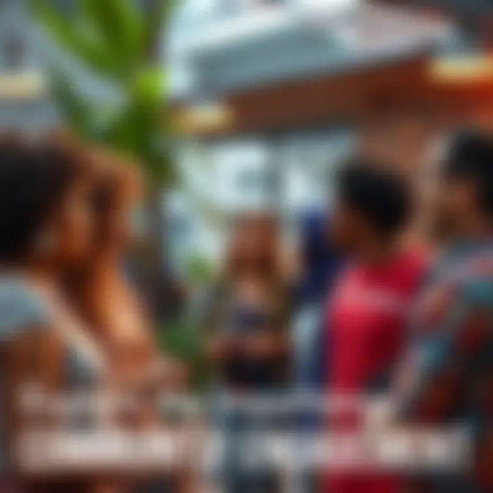 A group of people talking and sharing ideas in a community setting