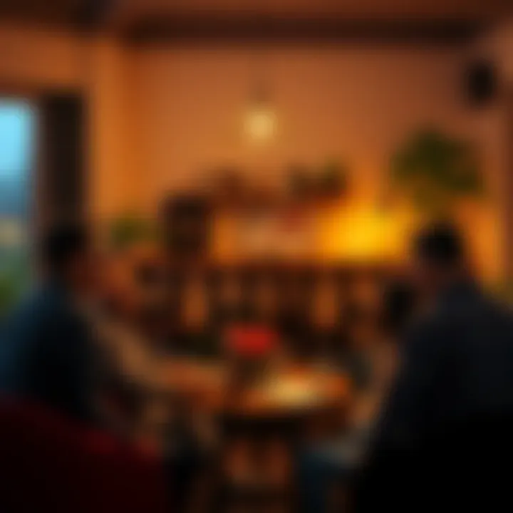 A diverse group of people chatting and sharing ideas in a cozy setting, representing the spirit of connection and creativity.