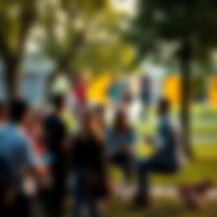 A group of people chatting and connecting at a local park in Harrisburg, PA