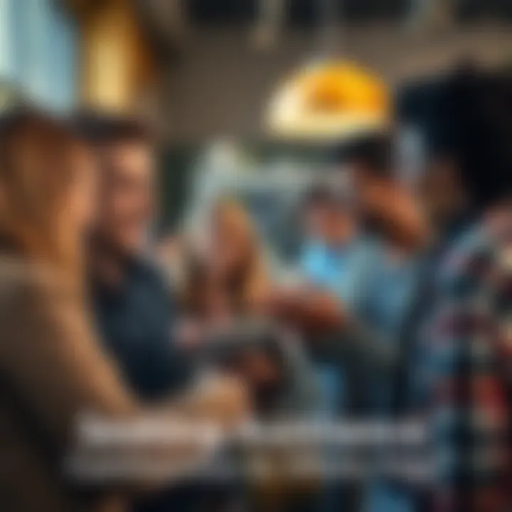 A group of diverse people discussing and providing support in a friendly environment, showcasing a sense of community.