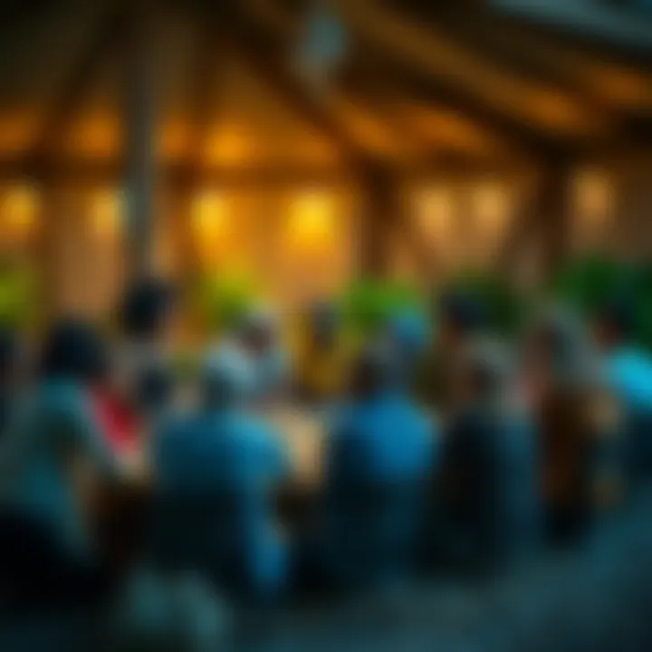 A group of people gathered in a circle discussing ideas for sustainable living and communal living