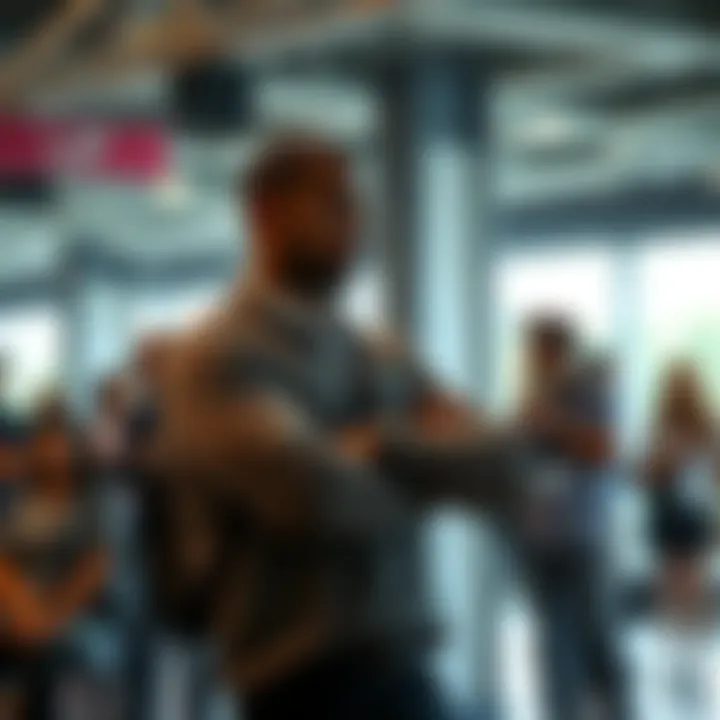 Community Member Discussing Boundaries A person standing with arms crossed, expressing frustration about boundary violations while addressing a group of people in a public space.