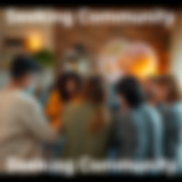 A diverse group of people sitting in a circle, sharing their experiences and supporting each other in a warm, welcoming environment