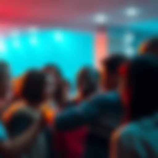 A group of people gathering together to support a friend in need, showing unity and care.