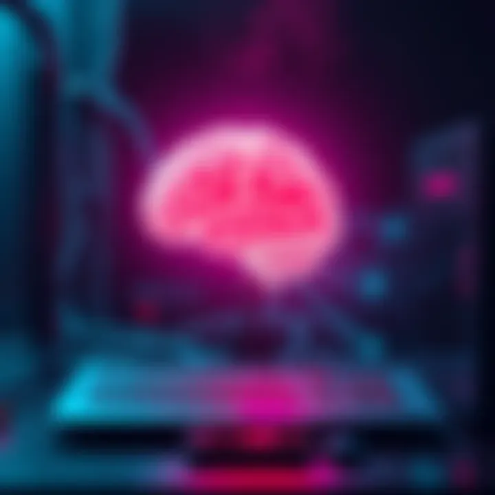 A computer with a glowing brain illustration to represent the debate on AI consciousness