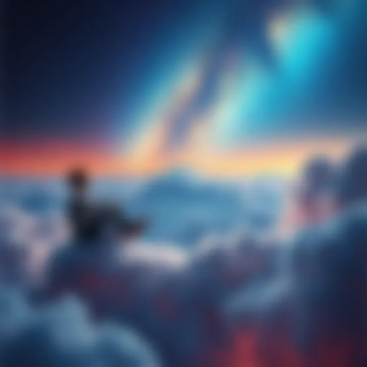 Person sitting on a cloud looking at stars, reflecting on life and afterlife, symbolizing hope amidst doubt