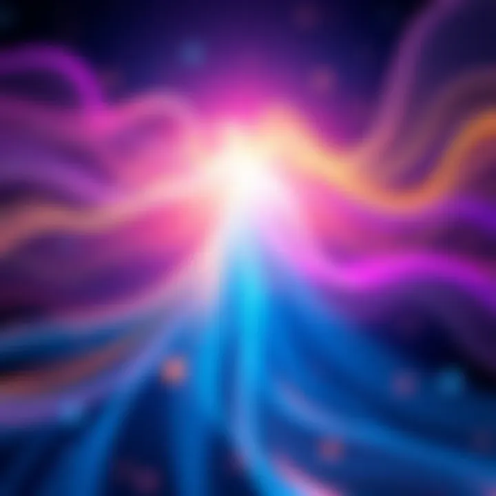 An abstract representation of awareness, showing flowing patterns of light and color symbolizing consciousness and reality.