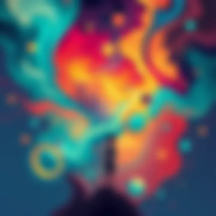 An abstract illustration representing the idea of permashifting, showing a person in a thoughtful pose surrounded by swirling colors and shifting shapes, symbolizing alternate realities.