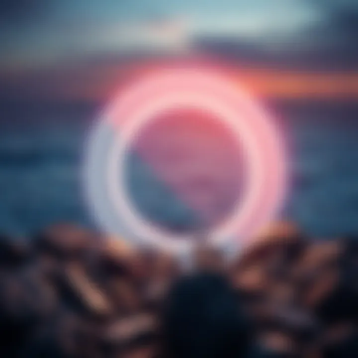 Concept of Zero and Nothingness A visual representation showing a large zero symbol with a fading effect, surrounded by elements representing physical matter like rocks and water, suggesting the absence of something that should be t...