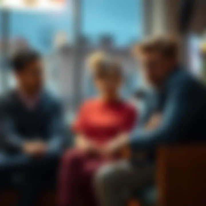 A group of friends sitting together, looking worried while talking about a friend's health condition in a casual setting.