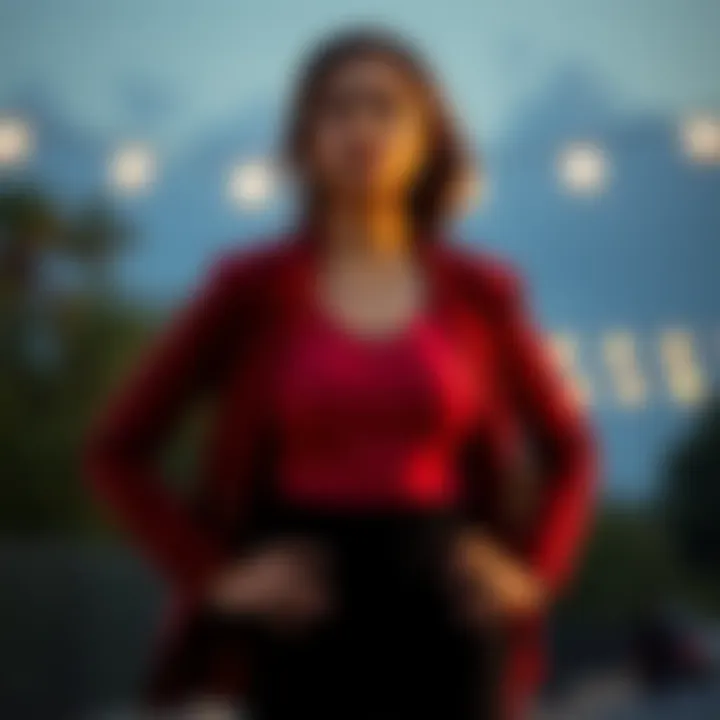 A thoughtful woman standing with her hands on her hips, looking contemplative and confident, symbolizing her interest in asking a Capricorn male out on a date.