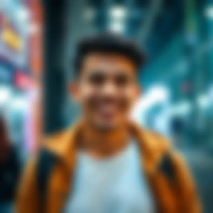 Confident Person Smiling A person with a bright smile standing confidently, showcasing their transformation from unhappiness to confidence.