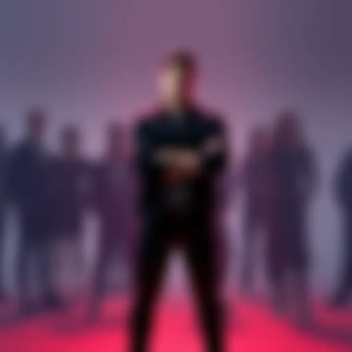 A confident individual stands with arms crossed, looking strong and self-assured, surrounded by blurred silhouettes of other people, symbolizing the importance of self-identity over external opinions.