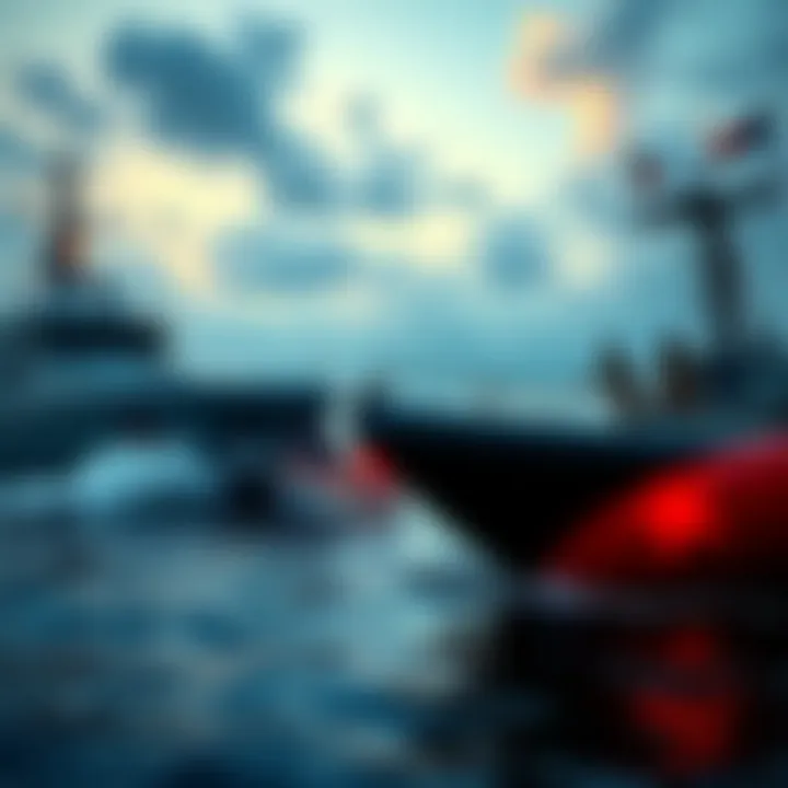 A tense scene depicting Mexican and US boats in a standoff, illustrating military tension and the impact of aggression.