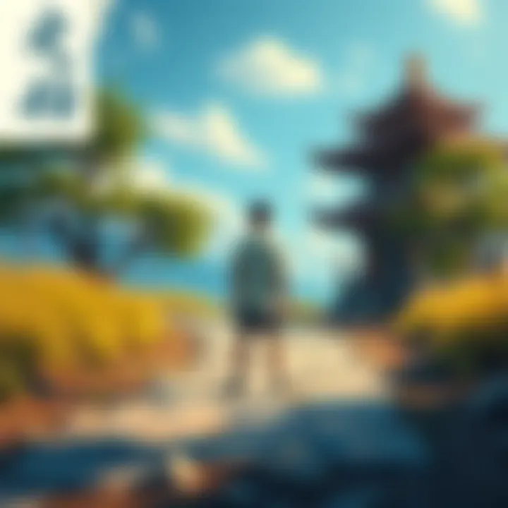 Confucianism vs Taoism A young man stands at a crossroads, contemplating two paths symbolizing Confucianism and Taoism, with contrasting symbols of discipline and nature around him.