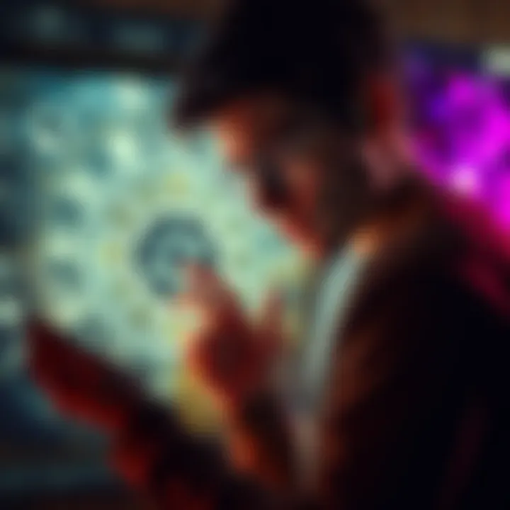 A person looks puzzled while examining an astral chart filled with celestial symbols and signs.
