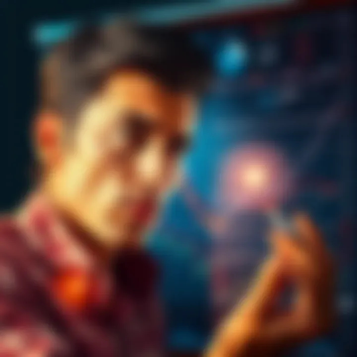 A person with a puzzled expression examining a chart filled with various symbols and lines that don't seem to match their expectations.