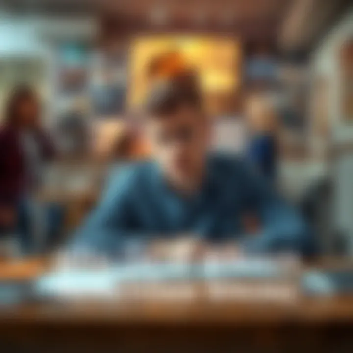 A person sitting at a table, looking puzzled while holding their head, surrounded by blurred images representing memories.