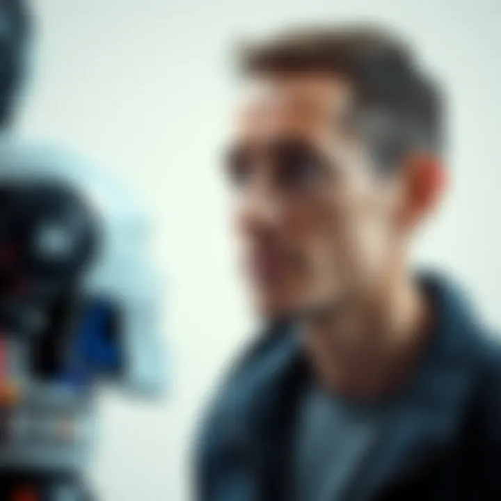 Person looking confused at a robot A person with a puzzled expression observing a robot, symbolizing confusion about AI technology.