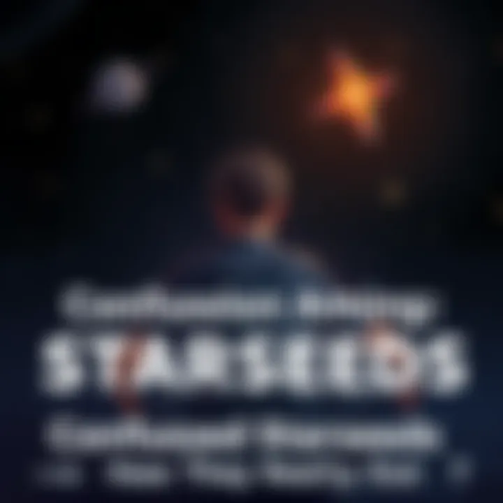Confused Starseeds Illustration of a person sitting in a dark space, looking uncertain with stars in the background, symbolizing confusion among starseeds.