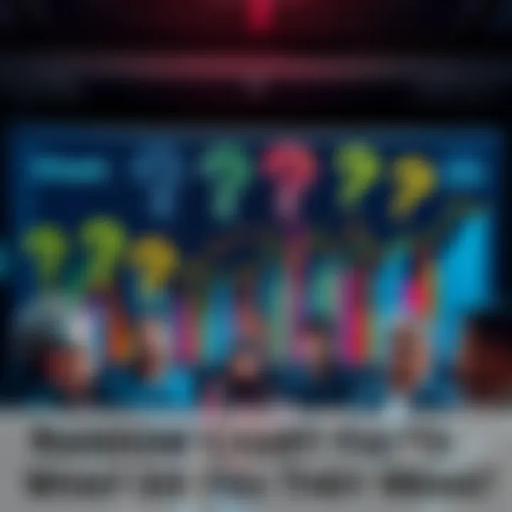 A colorful chart filled with various data points and confused expressions from people looking at it