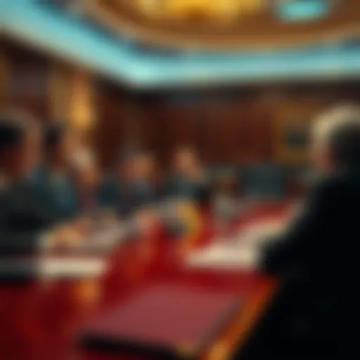 Congress members discussing Unidentified Aerial Phenomena at a table, looking concerned and engaged.