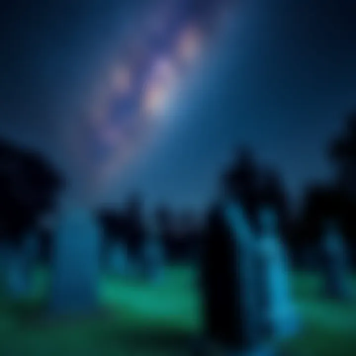 Connecting Energies A serene graveyard under a starry night, symbolizing psychic energy connections.