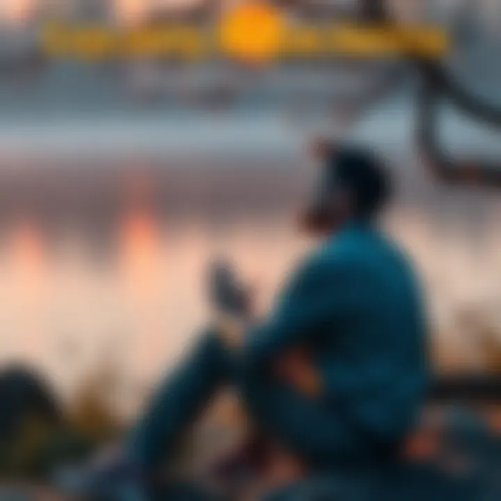 A man sits in a peaceful setting, reflecting deeply as he engages with his inner self, symbolizing the connection to his Anima according to Jungian theory.
