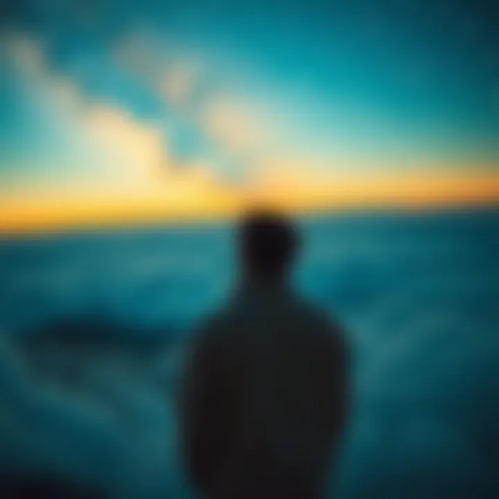 A serene figure gazing at a starry sky, reflecting on life and afterlife thoughts.