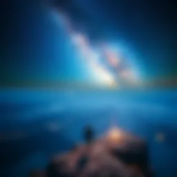 A person standing on a cliff overlooking a vast, starry sky symbolizing consciousness after death.