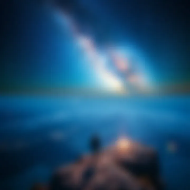 A person standing on a cliff overlooking a vast, starry sky symbolizing consciousness after death.