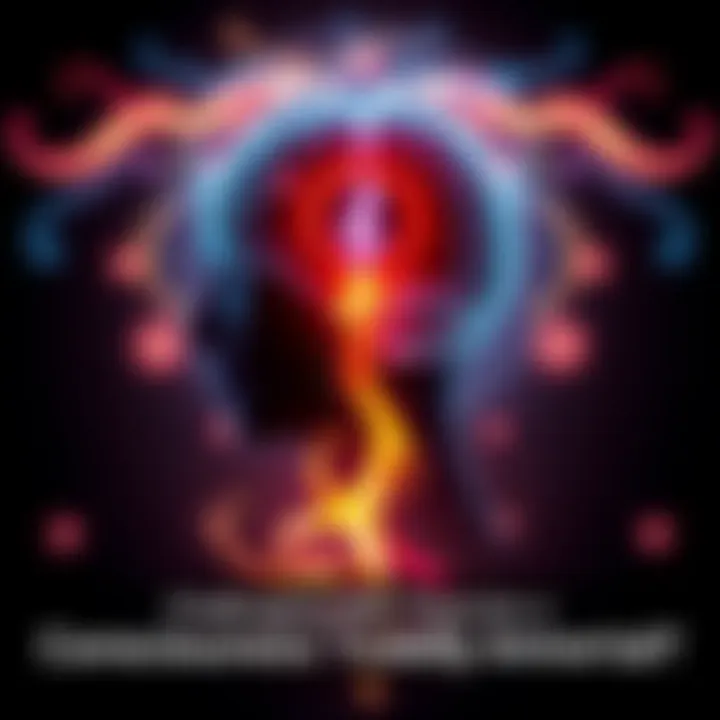 A human silhouette with a glowing brain, surrounded by swirling symbols representing life and death, depicting the debate on consciousness after death.
