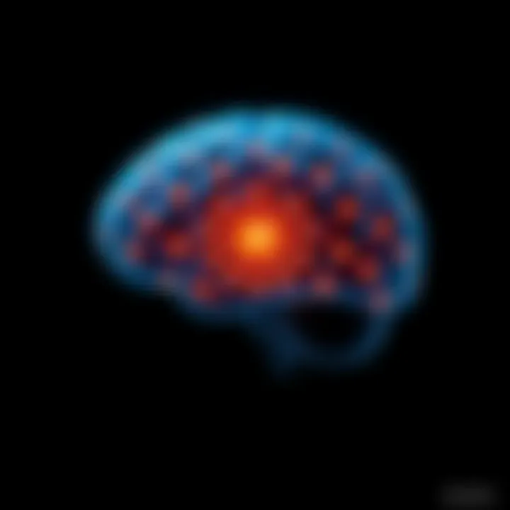 Concept of Consciousness A human brain with abstract patterns symbolizing thought and awareness, set against a dark background.