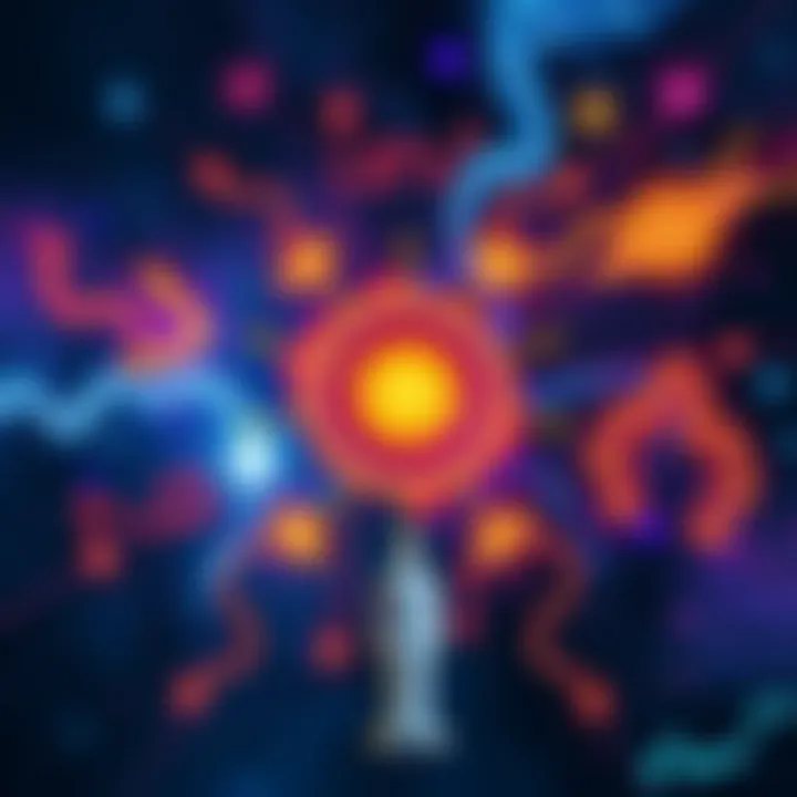 Consciousness Equation Illustration An abstract illustration showing a complex equation representing consciousness with symbolic elements like self, change, and void.