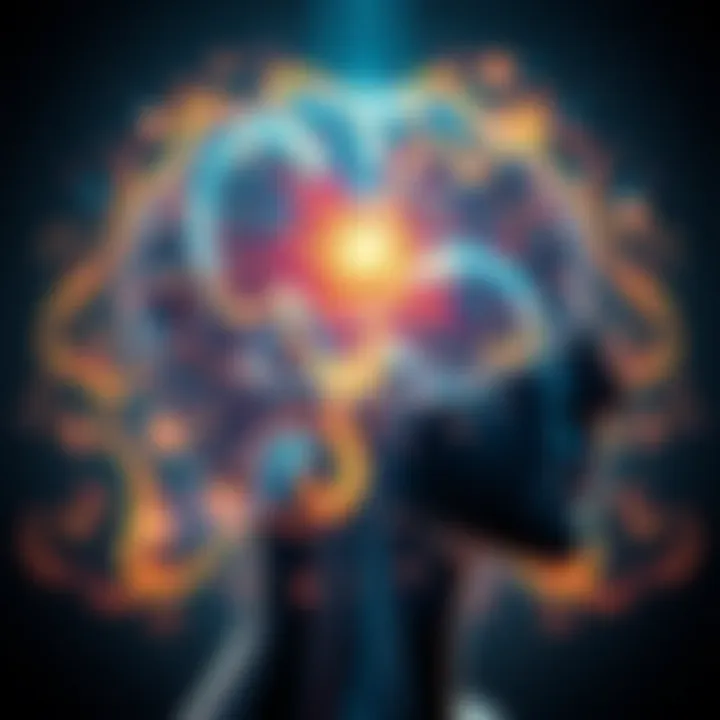 A visually stunning representation of the mind, showcasing ethereal projections and thoughts.